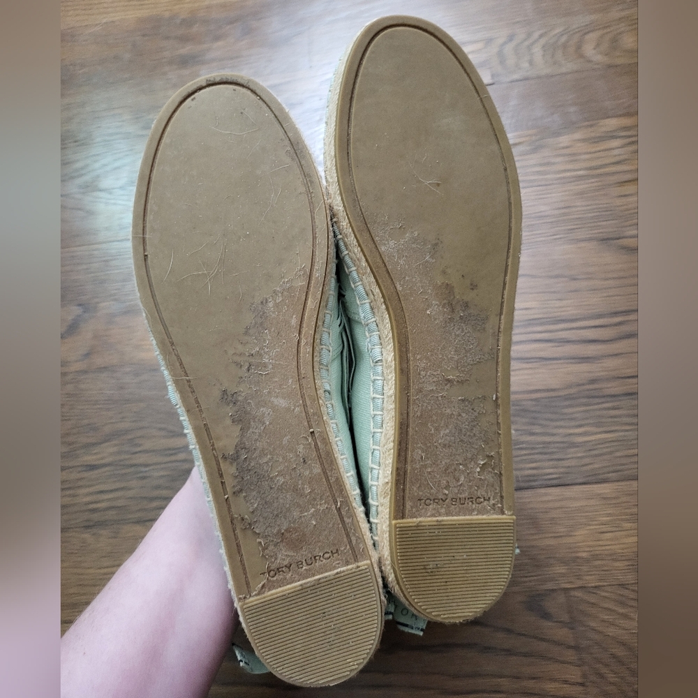 TORY BURCH mint ribbon espadrilles flats shoes size 10 - Picture 3 of 5